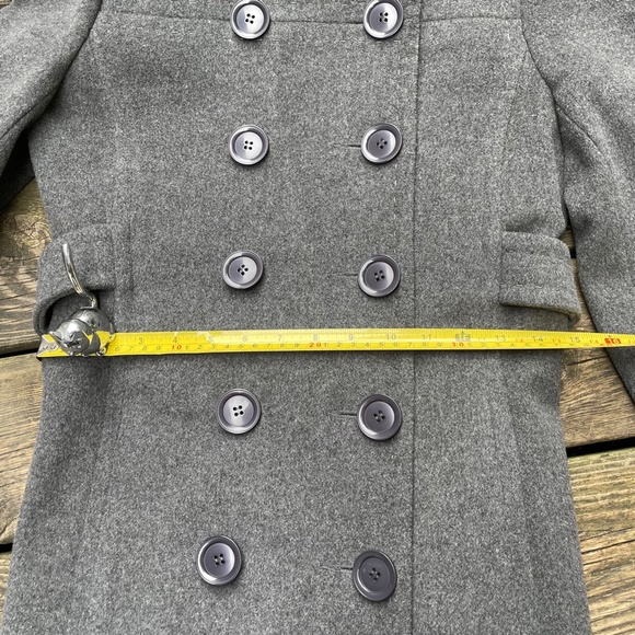 Women's Coat: Aritzia Wilfred Cashmere + Wool Dark Gray Peacoat - Picture 15 of 16
